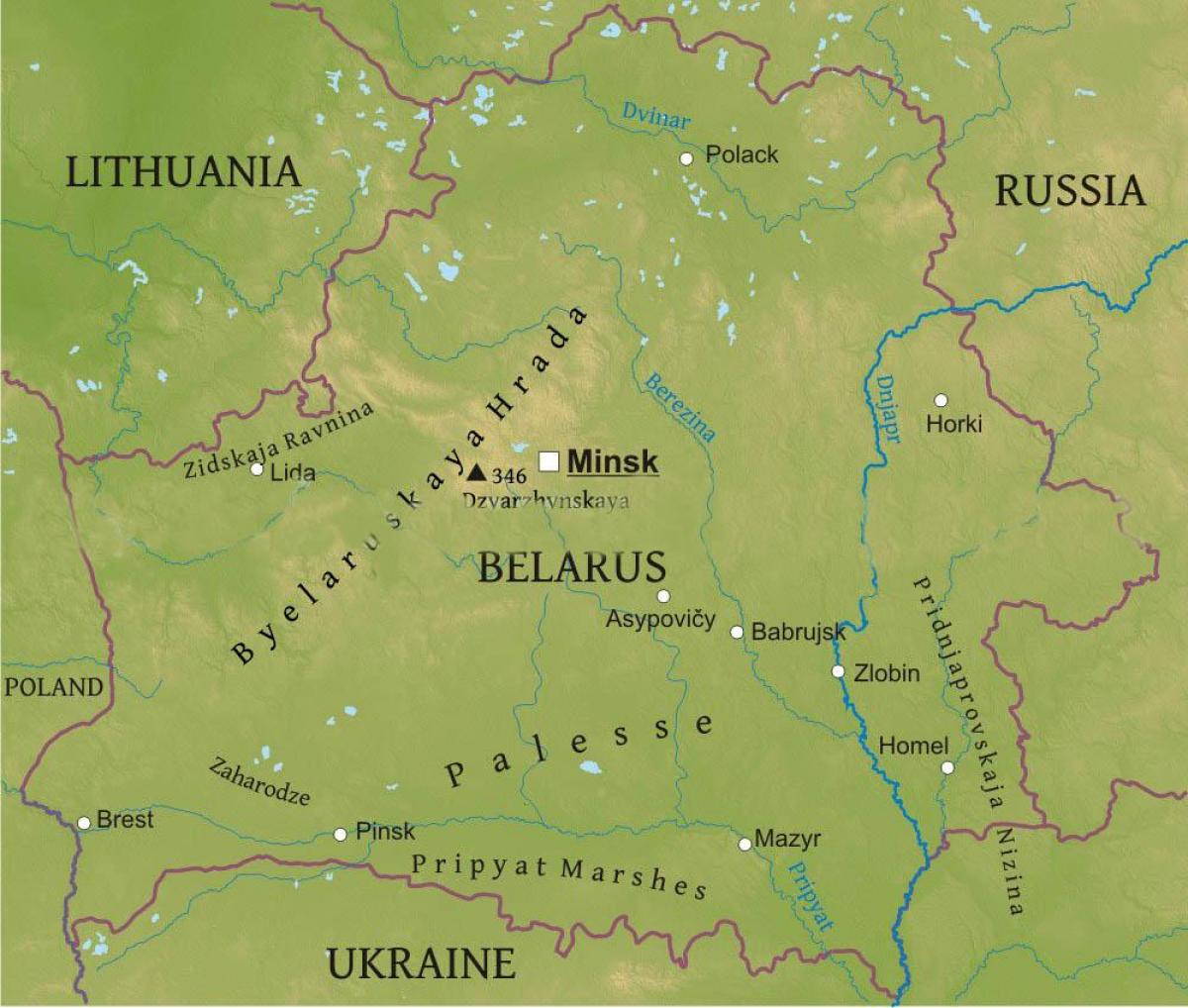 Mapa de Bielorrusia física